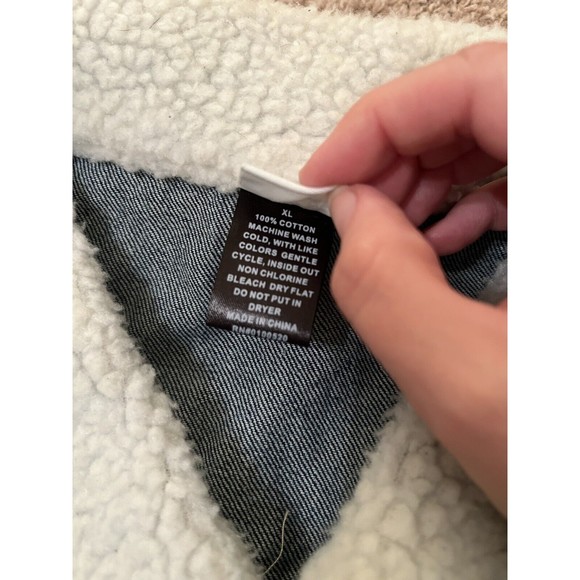 DISNEY Mickey Mouse Blue Denim Jean Jacket Womens XL Embroidered Sherpa collar - Picture 7 of 9